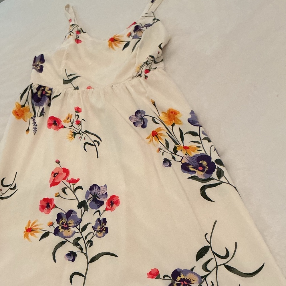 Old Navy Cream Floral Cami Dress with Purple, Pink & Yellow Blooms - Picture 3 of 7